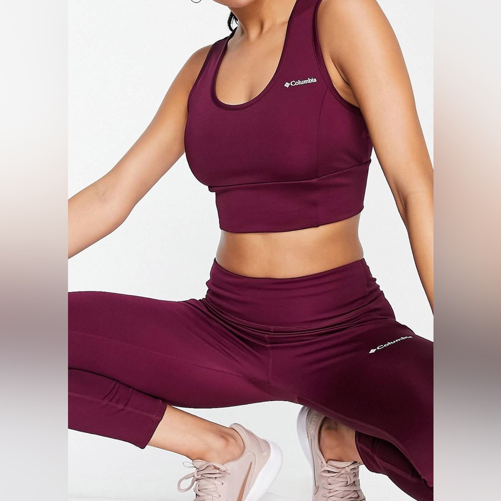 *SET* Colombia training CSC burgundy sculpted cropped tank and 7/8 leggings